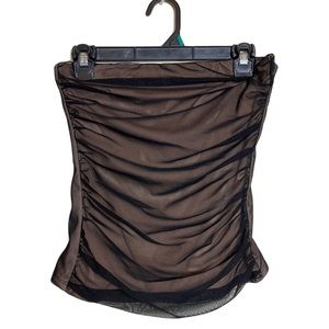 Nude and Black Sheer Mesh Tube Top Size Medium Great Stretch Strapless